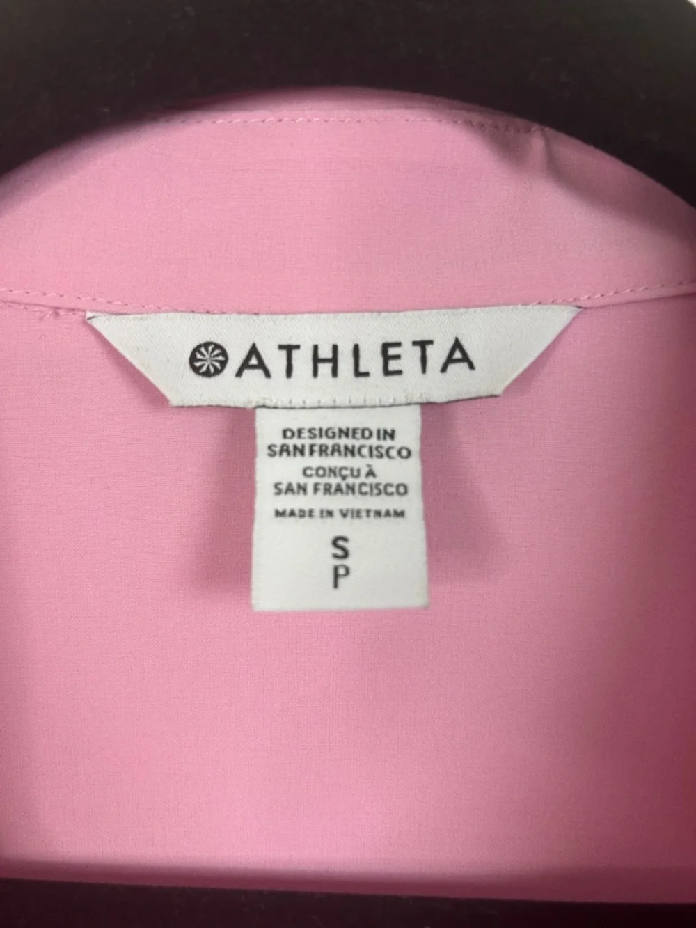 Athleta Urbanite Pink Shirt Dress Long Sleeve Midi Size Small Summer Athleisure - Picture 9 of 13